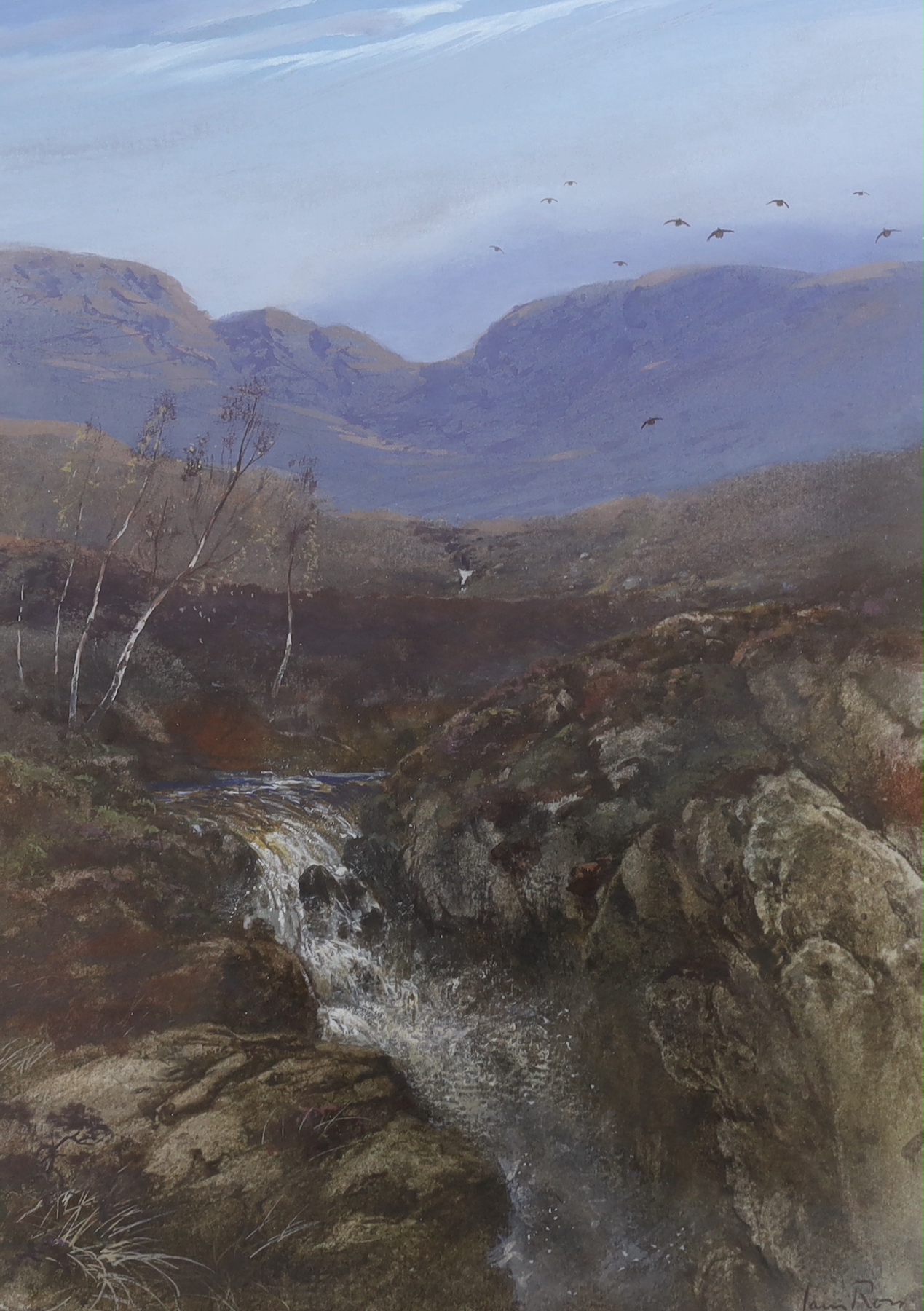 Iain Ross (20th. C), watercolour, 'Last drive of the day', signed, 35 x 25cm